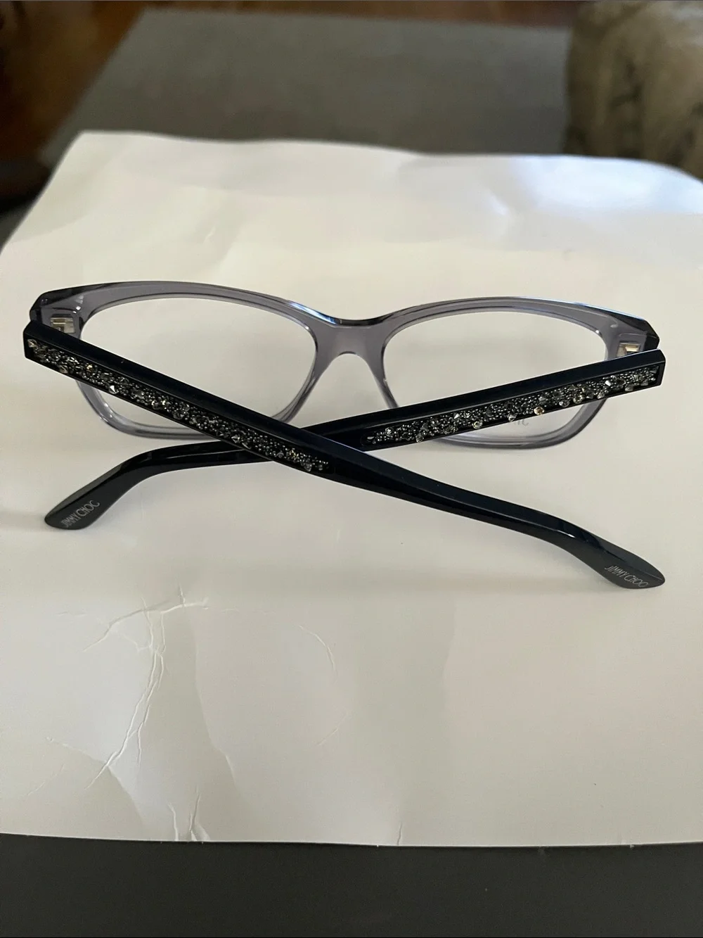 Jimmy Choo Black Temples with Gray Translucent Frame Reading Glasses